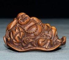 Exquisite Small Leaf Boxwood Maitreya Ornament