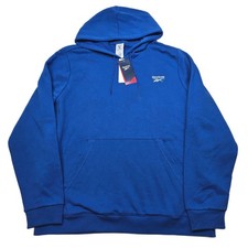 Reebok Fleece Hoodie Mens XL Blue Training Identify Small Logo 50 NEW
