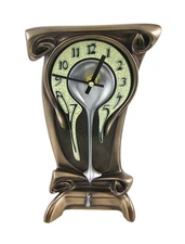 Bronze Finish Melting Mantel Clock Desk Table Dali