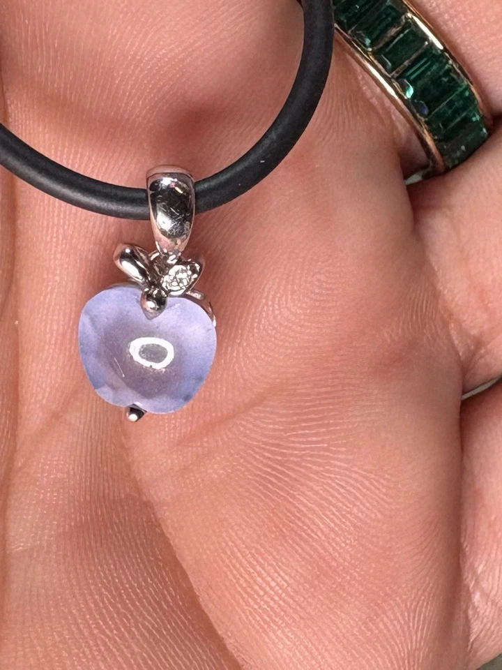 Conjunto de colar pingente de ouro branco 14K pedra da lua diamante maçã 3,70G 18” 15mm - Imagem 4 de 4