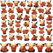 50 Pcs Mini Resin Highland Cow Figurines Bulk Mini Cow Figurines Cute Resin M...