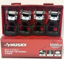 Husky 16 ft. 1.25 in. Ratchet Tie-Down Straps 1000 lb with S-Hook  NEVER OPENED  