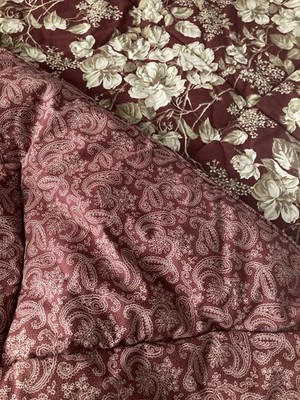 Vintage Laura Ashley Brompton Comforter QUEEN  Burgundy White Floral
