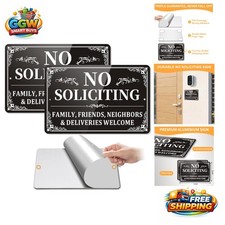 No Soliciting Sign for House 2 Pack, No Soliciting Sign for Front Door Home S...
