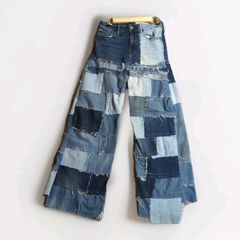 Patchwork Baggy Jeans Hysteric Y2K Frayed Hem Distressed 28 / 30 31 Handmade 1/1