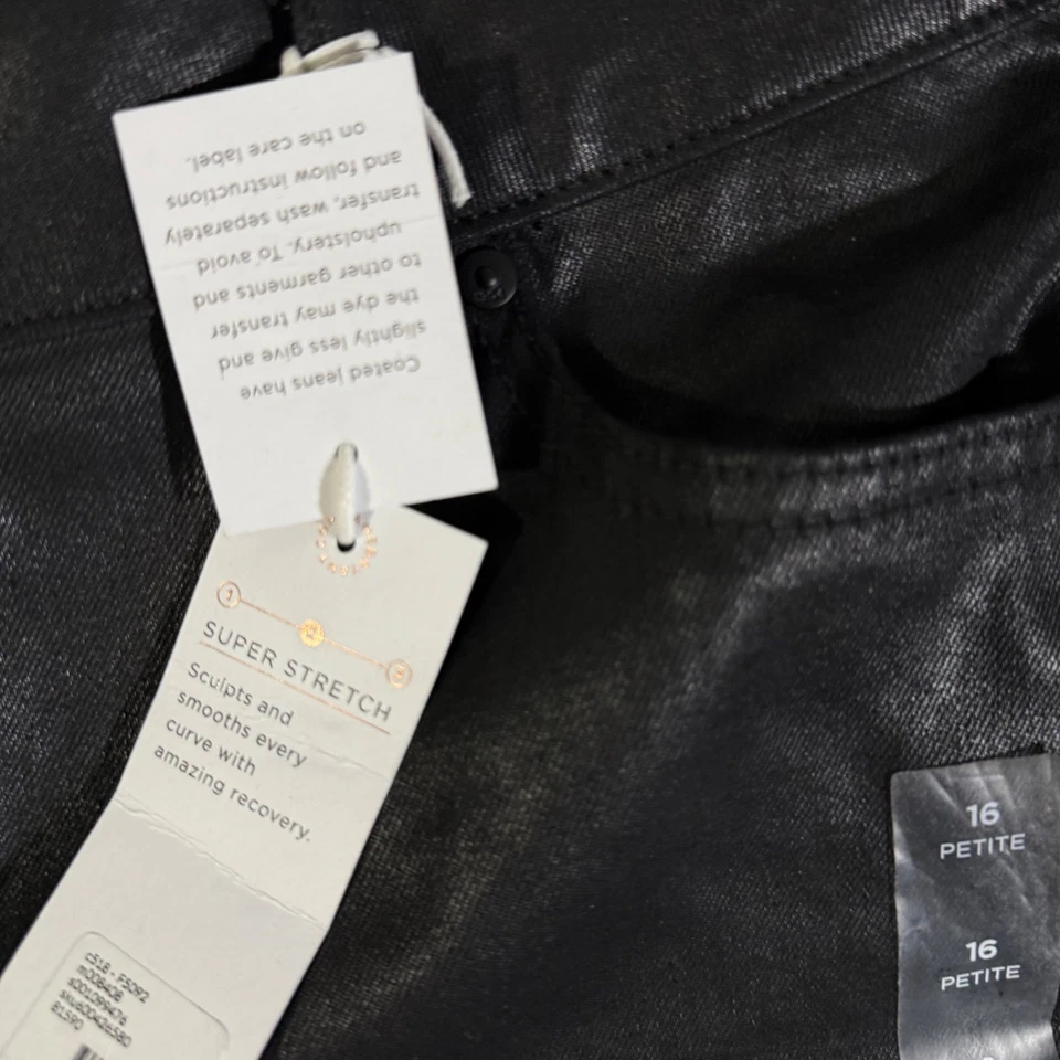 Lane Bryant 涂层黑色娇小喇叭打底裤 16P 码超弹力全新带标签 — 第 4/4 张图片