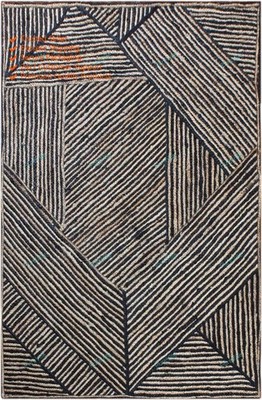 Art Deco Indian Handmade Area Rugs 2 x 4 Feet Black Hand Woven Jute Carpet