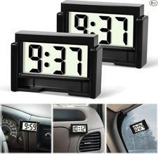 Car Dashboard Digital Clock -Vehicle Adhesive Clock with Jumbo Black - Pack of 2