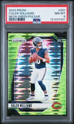 2024 PANINI PRIZM NEON GREEN PULSAR #301 CALEB WILLIAMS PSA 8