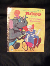 1974 BOZO AND THE HIDE 'N' SEEK ELEPHANT Little Golden Book-Larry Harmon's TV