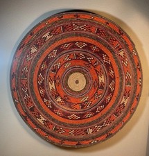Hand Woven Coiled Basket Southwestern / Tribal Design Wall Decor Flat 24  
