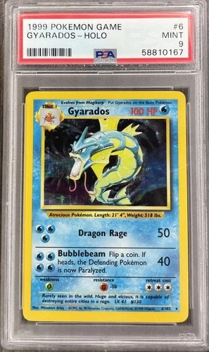 Pokemon Gyarados Base Set Holo #6 PSA 9 Mint