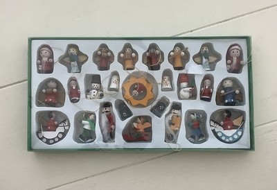 Kurt Adler Mini Wooden Holiday Ornament Set of 26 Vintage Christmas Decor NEW