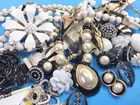 Vintage Now Jewelry Lot Trifari Joan Rivers Milk Glass Germany Enamel As Is #242