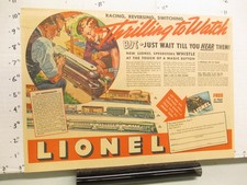 newspaper ad 1936 LIONEL TRAIN toy railroad 299W premium free catalog THRILL