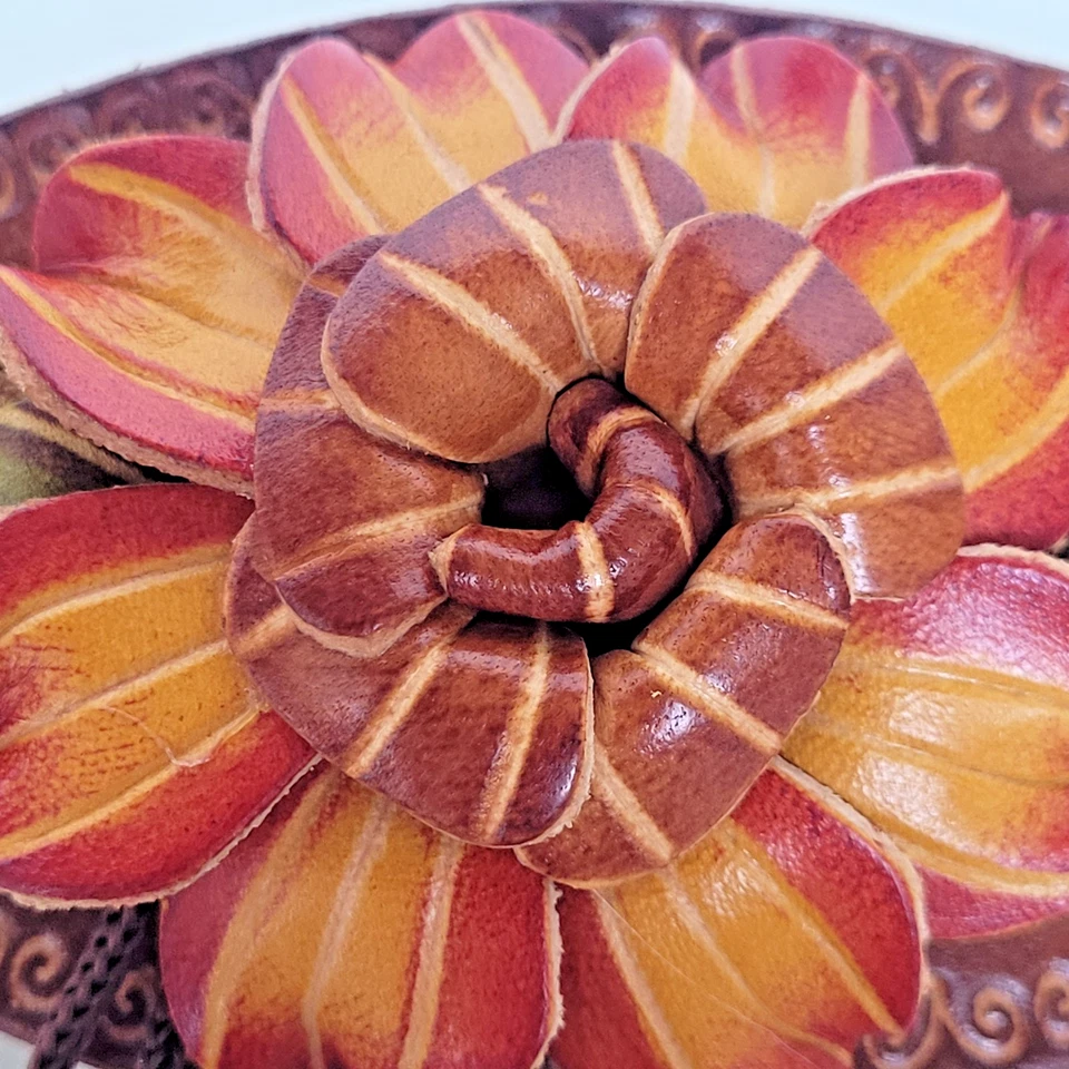 Clipe de cabelo de couro flor barrette rabo de cavalo suporte pônei feito à mão feito à mão - Imagem 2 de 4