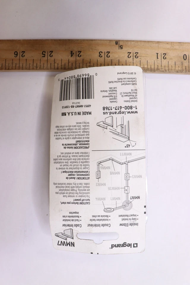 Codo interior de PVC no metálico Legrand Wiremold, blanco Foto 2 de 2