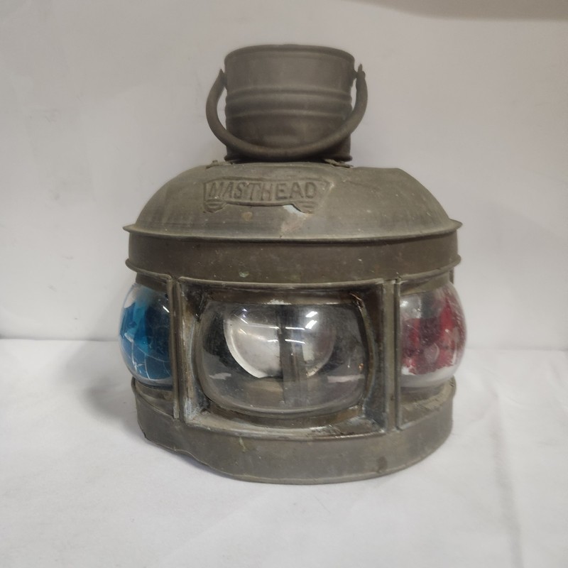Vintage masthead ships lantern 3 light as is