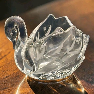Vintage Lenox Crystal Opal Innocence Swan Votive Candle Holder 3''T Holiday EC 