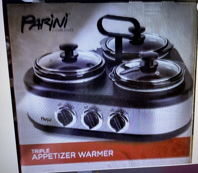PARINI Appetizer Warmer Three 1 qt Pots Individual Temperature Control Stainless