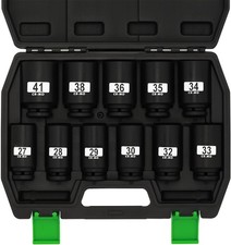 12 Drive Deep 6-point Impact Socket Set11 Pcs Metric Spindle Axle Nut Sockets