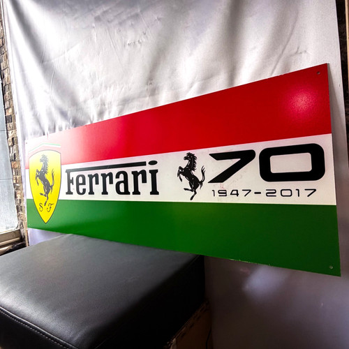 Ferrari 70th Anniversary – Garage Heavy Metal Sign – 118 × 40 cm (46.5” × 15.7”)