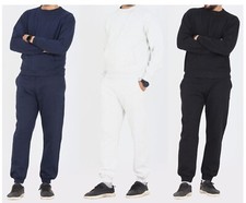 Mens Plain Crewneck Tracksuit Fleece Sweatshirts Jogging Bottoms Pullover