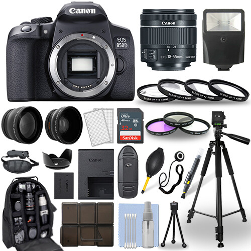 Canon EOS 850D Rebel T8i SLR Camera 18-55mm Lens 30 Piece