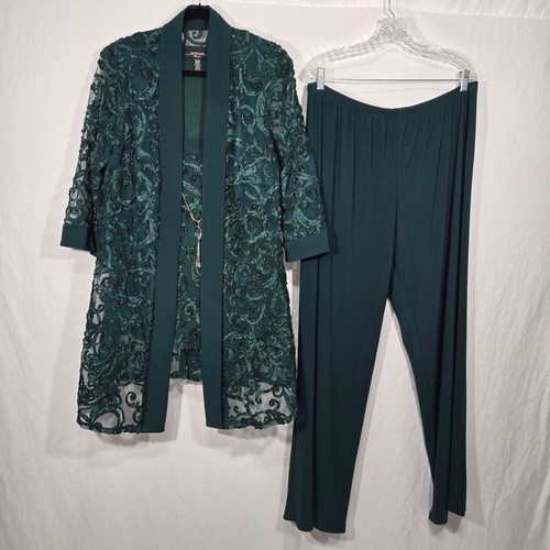 R&M Richards Mother Of The Bride Formal EMERALD 2-Piece SET Jacket-Pant Size 20W - 第 1/23 張圖片