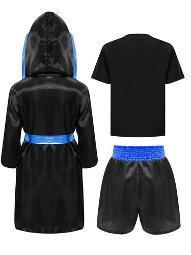 Kids Outfit Metallic Uniform Open Front Set Color Block Hooded Cloak Costume - Picture 4 of 64