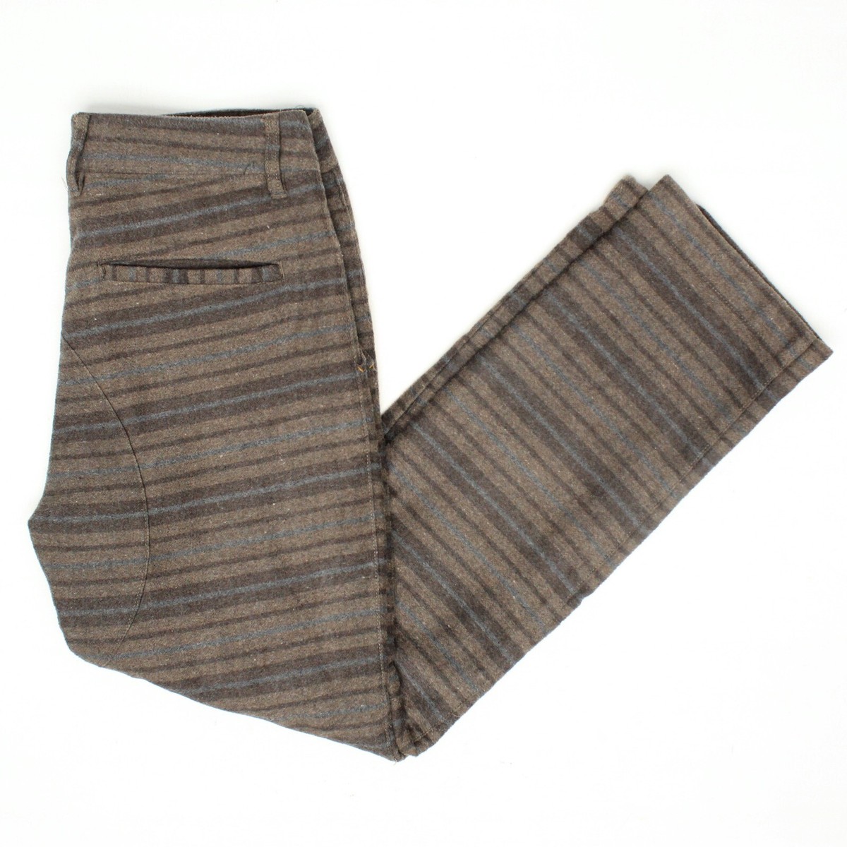 HARE Japan Mens Casual Pants 32x29 L Gray Brown Blue Stripe