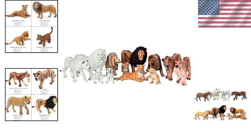 13-Piece Realistic Lion Figurines Set - Eco-Friendly Jungle Animal Toys - 第 2/8 張圖片
