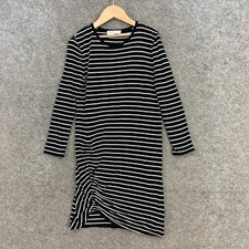 Decjuba Girls Dress Size 8 Years Black White Striped Long Sleeve Stretch 33721