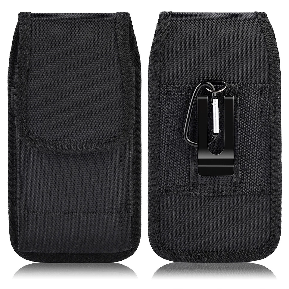 Cell Phone Pouch Waist Belt Bag Buckle Nylon With Belt Loop Metal Clip Holster - Image 2 of 4