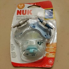 NEW NIP NUK 0-6 mos Orthodontic Pacifier Value Pack 3 Ct Blue Glows in Dark