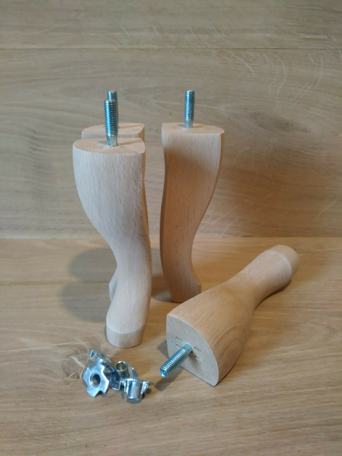 4x WOODEN FURNITURE LEGS/FEET, QUEEN ANNE STYLE, BEECH SOFA, CHAIRS