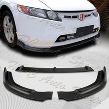 For 2006-2008 Honda Civic 4dr Jdm Cs-style Unpainted Black Front Bumper Lip 3pcs