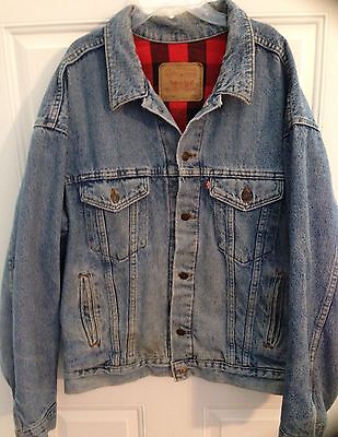 VINTAGE LEVI'S 70417-4891 TRUCKER DENIM FLANNEL LINED JACKET VINTAGE LEVI'S 70417-4891 TRUCKER DENIM FLANNEL LINED JACKET