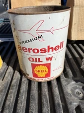 Vntg AEROSHELL OIL W AIRCRAFT OIL METAL GALLON CAN SHELL OIL CO NY USA