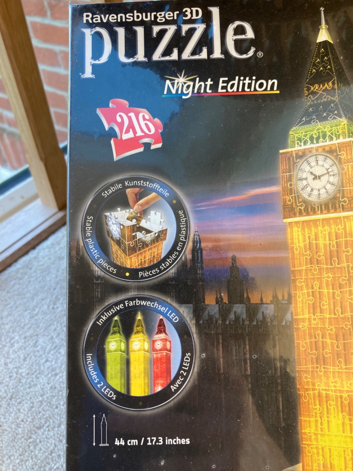 New and Sealed Ravensburger 3D Big Ben Night Time Light Up Puzzle 216