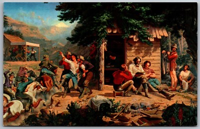 Sunday Morning In The Mines Painting By Charles Nahl Postcard Gold Rush Days