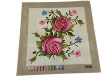Unbranded Needlepoint Tapestry Canvas Rose Flower Red Pink 16in By 16in 10 Count