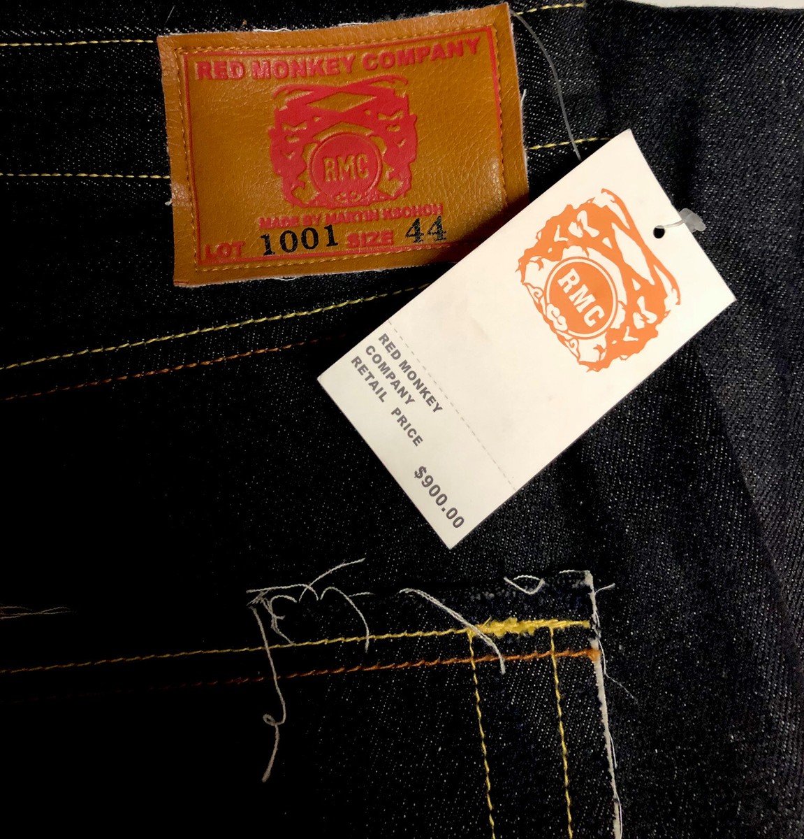 ブラック38 Red Monkey Company Designer Embroidered Jeans Martin Ksohoh Size