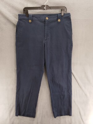 White Stag Pants Women 16W Plus Dark Blue High Rise Elastic Inlet Hip Straight