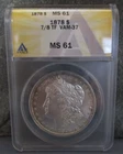 1878 Morgan Dollar 7/8 Tailfeathers Vam 37 ANACS MS-61