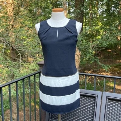 NWT Love 21 black/ivory striped dress with gold zipper on back and waist  sz. S | eBay