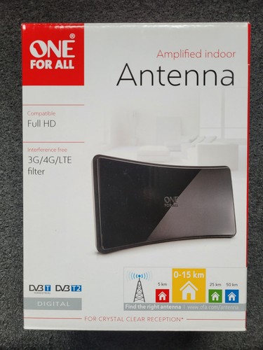 Antenne Full HDTV Intérieure Amplifiée De One For All Avec D'Excellente Performance Pour DVB-T TNT Numérique Et Analogique TV Signaux - à 15km Range