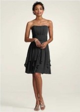 David's Bridal strapless chiffon dress with layered skirt, black size 6  139 
