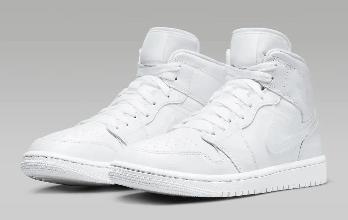 靴 NIKE WMNS AIR JORDAN 1 MID WHITE/WHITE Nike Air Jordan 1 Mid 