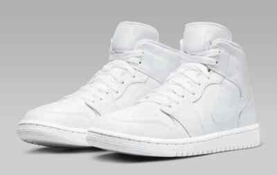 国内配送 NIKE WMNS AIR JORDAN 1 MID WHITE /WHITE-WHITE Nike Air Jordan 1 Mid